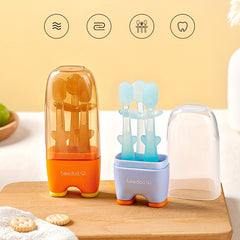 4pcs Infant & Toddler Toothbrush Set Soft Silicone Oral & Tongue Cleaners