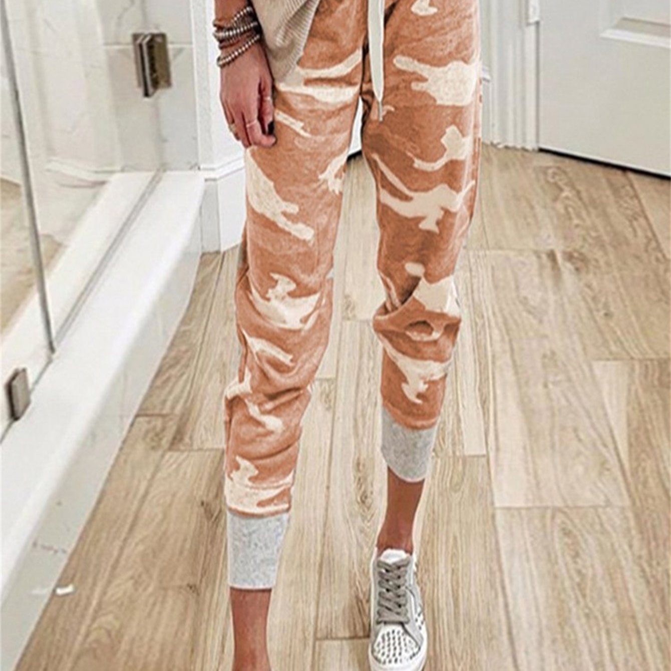 Camo Print Jogger Pants Drawstring Casual Pants