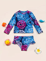 Girls Strawberry Print Long Sleeves Swimming Suit