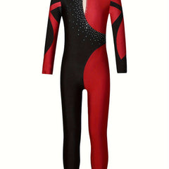 Girls Colorblock Gymnastics Leotard Jumpsuit Romper