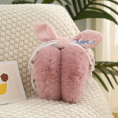Bow Lace Plush Earmuffs Female Winter Warm Ear Protection