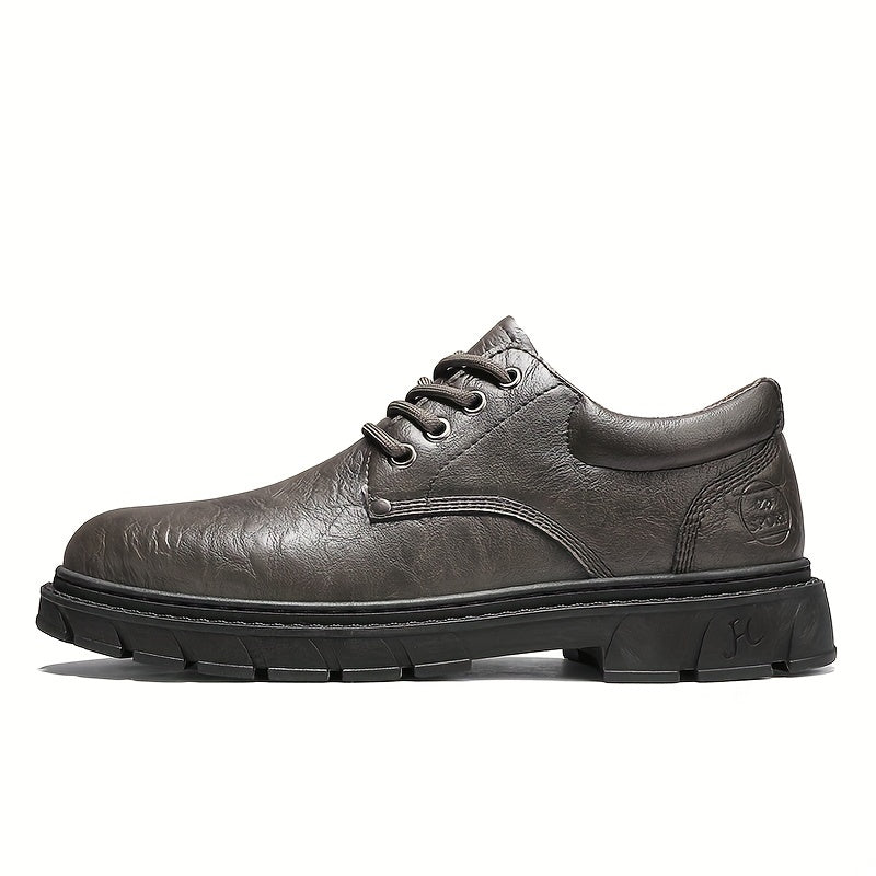Men's Faux Leather Flat Shoes Non Slip Casual Walking Shoes