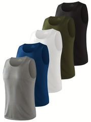 5 Pack Men's Workout Tank Tops Sleeveless Mesh Gym Shirt Quick Dry
