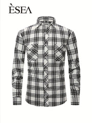 Men's Double Pocket Brushed Check Flannel Shirt