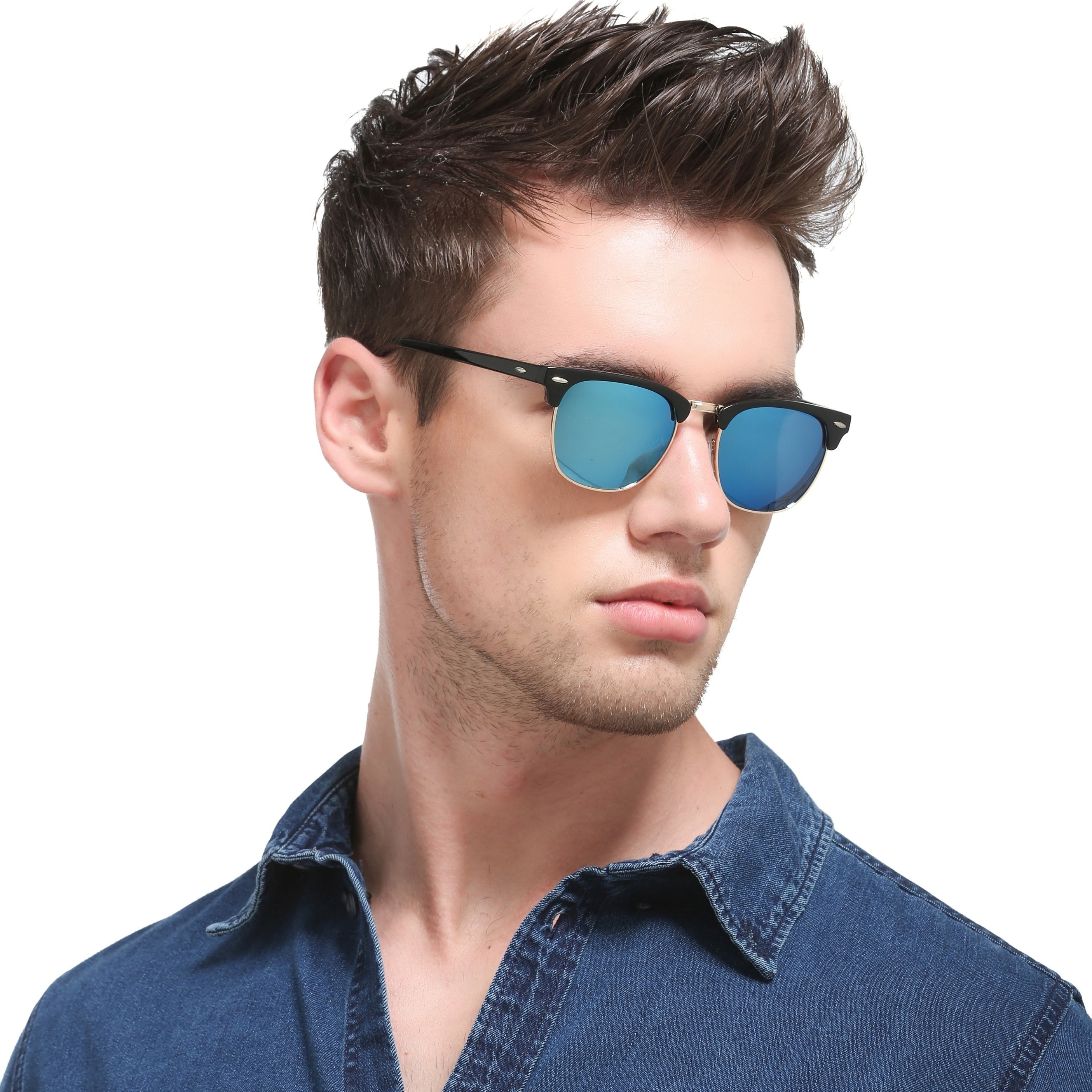Women's Polarized Sunglasses Vintage Semi Rim Sunscreen Unisex Shades