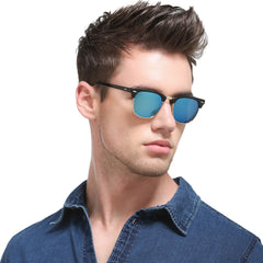 Women's Polarized Sunglasses Vintage Semi Rim Sunscreen Unisex Shades