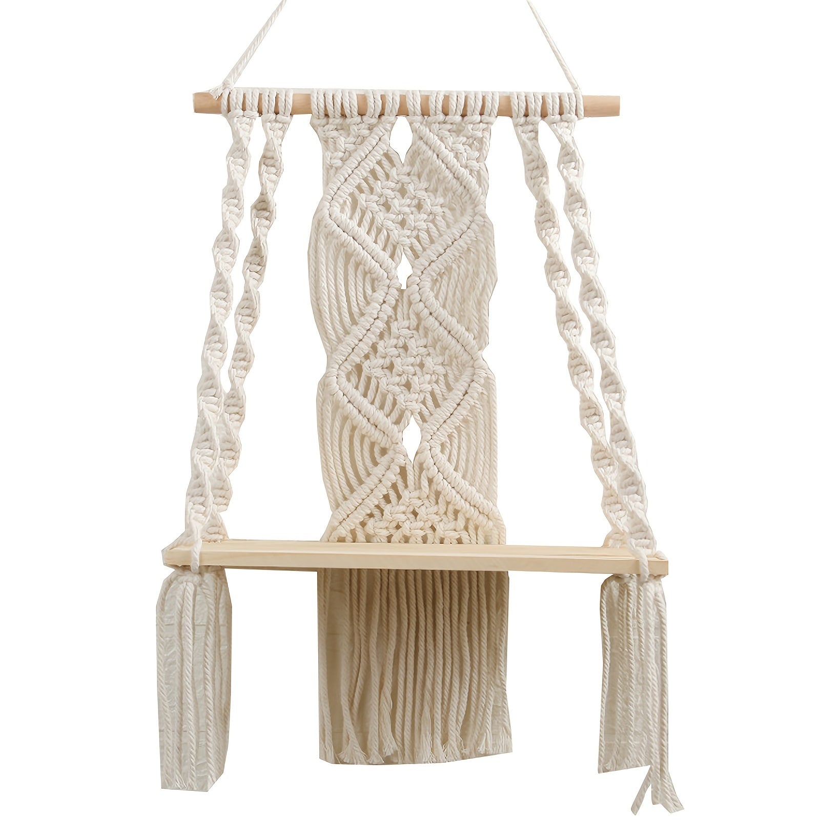 Boho Macrame Wall Shelf Tassel Woven Shelf