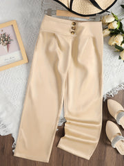 High Waist Button Trousers for Girls