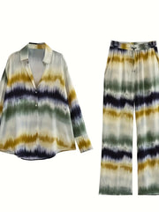 Tie Dye Long Sleeve Shirt & Drawstring Pants Set