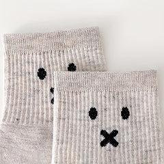 4 Pairs Cartoon Print Mid Tube Socks Soft & Comfy Ribbed Socks Women's Stockings