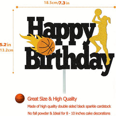Basketball Happy Birthday Cake Topper - Sports Theme Party Decorations
