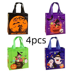 4pcs Halloween Gift Bag Set Non-woven Trick Or Treat Candy Tote Bag