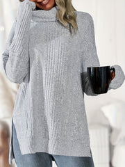 Solid Ribbed Turtle Neck Sweater
