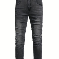 Men's Distressed Slim Fit Jeans - Casual Street Style Denim Pants