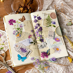 100pcs Four Seasons Flower Collection Stickers Retro Plant Flower Stickers
