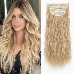 4pcs Curly Wavy Hair Extensions 50 8 Cm Long Synthetic Double Weft Blends Well