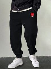 Men's Cartoon Flame Print Joggers Sweatpants