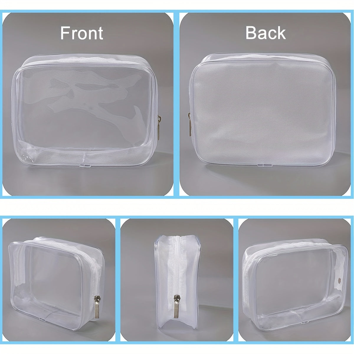 6 Pack Clear Toiletry Carry Pouch Portable Waterproof Cosmetic Bag