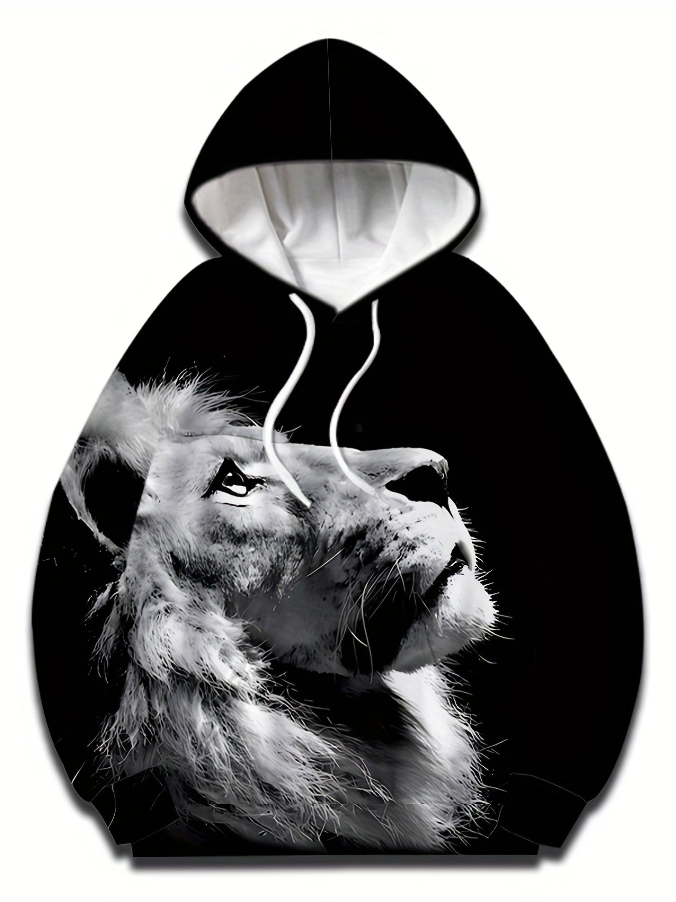 Men's Lion Pattern Hoodie Sweatshirt