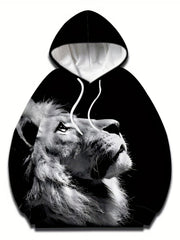 Men's Lion Pattern Hoodie Sweatshirt