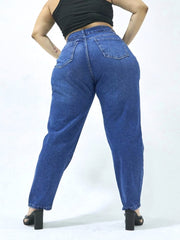 Solid Button Fly Straight Leg Jeans