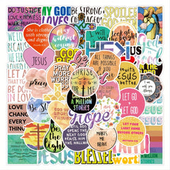 50pcs Christian Waterproof Wisdom Words Stickers