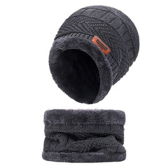 2pcs Unisex Winter Warm Knitted Hat Neck Scarf Touch Screen Gloves