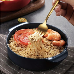 Double Ear Noodle Bowl Reusable Non Slip Food Container Microwave Heating Bowl