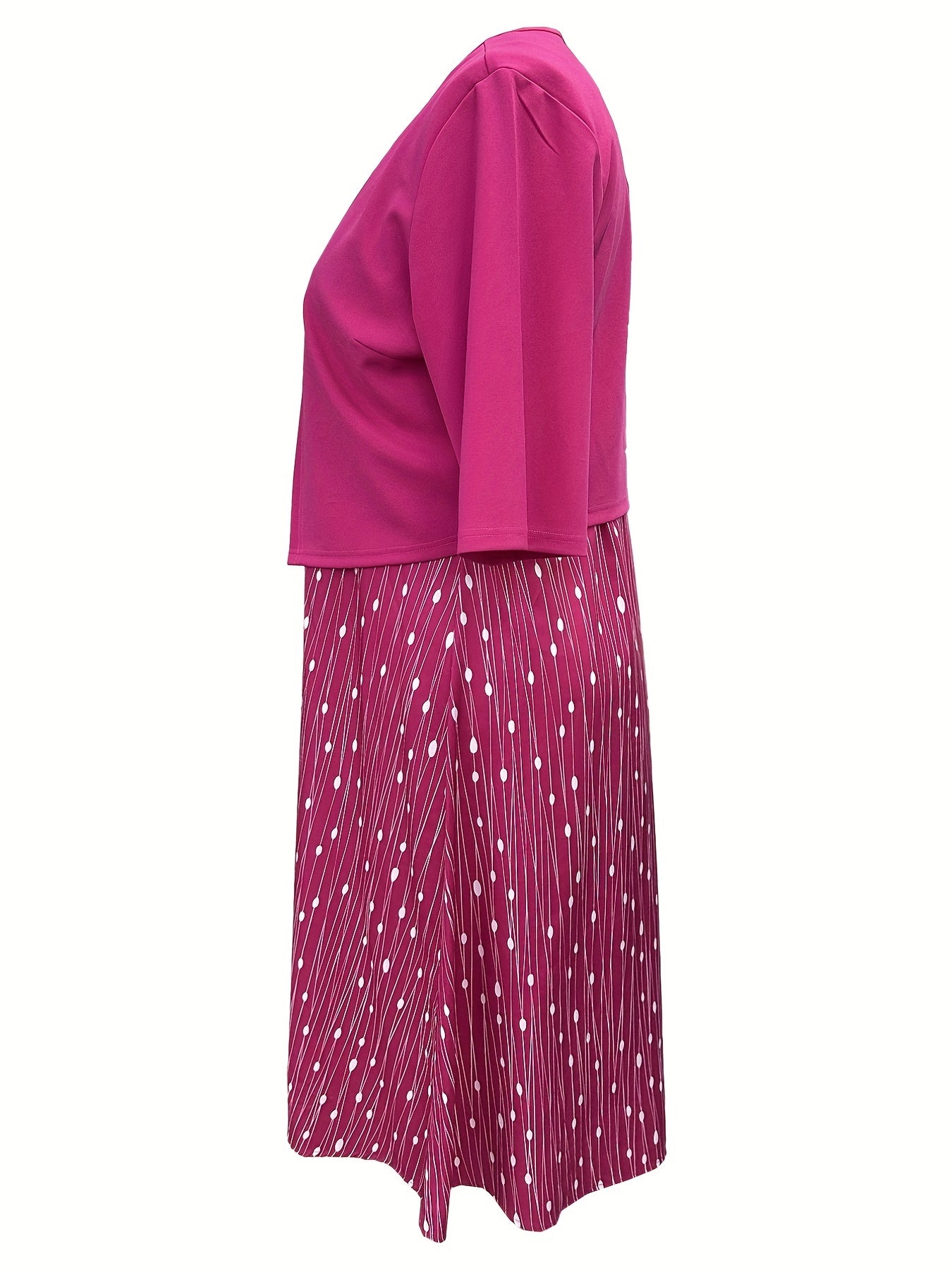 Plus Dot & Stripe Print V Neck Cami Dress & Cardigan Outfit Set