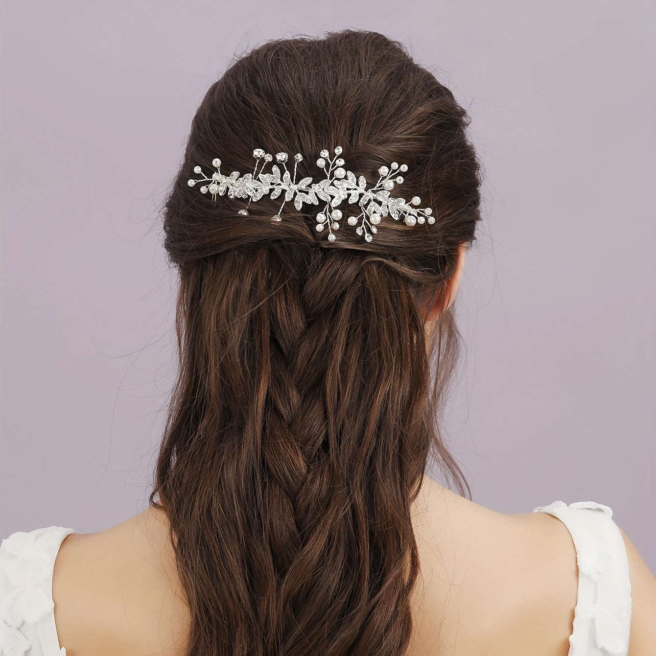 Crystal Comb Silver Golden Rose Golden Bridal Pearl & Crystal Hair Comb