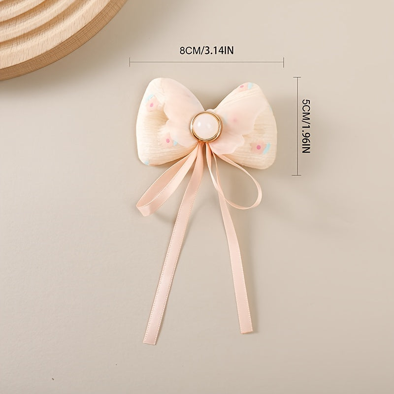 6pcs Bow Streamer Hairpin Princess Hair Clips for Baby Girls