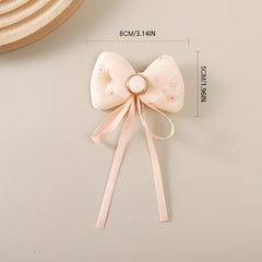 6pcs Bow Streamer Hairpin Princess Hair Clips for Baby Girls