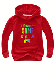 I PAUSED MY GAME TO BE HERE Boys Hooded Sweatshirt