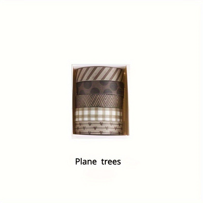 5 Rolls Retro Ledger Decorative Tape Pattern Stickers
