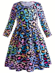 Leopard Print Long Sleeve Dress for Party