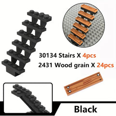 28pcs Wood Grain House Accessories Assembly Toys for Creative Kids & Adults