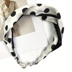Silk Horse Print Infinity Scarf with Faux Pearl Magnetic Buckle