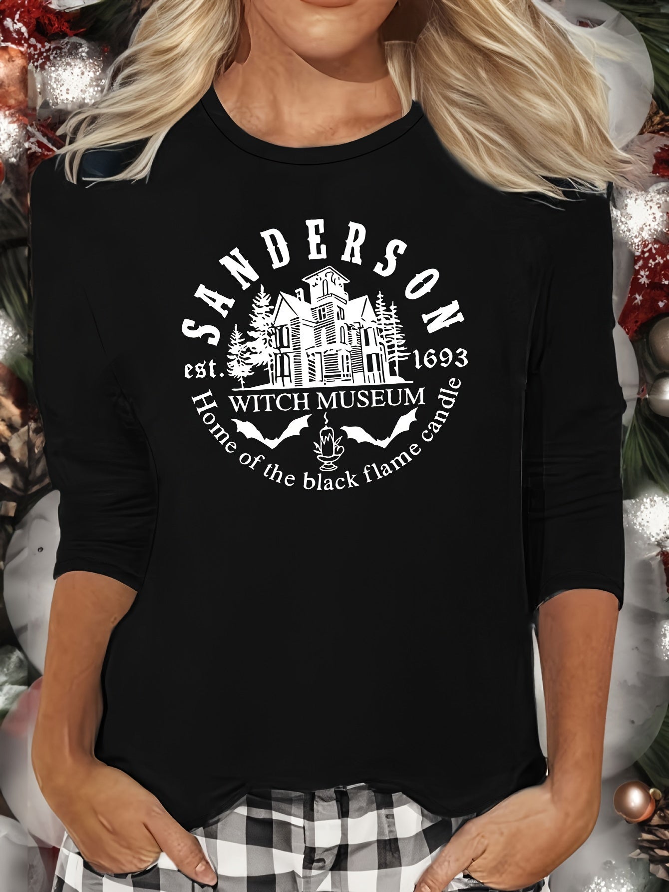 Halloween Letter Print Lounge Top Crew Neck Women's Loungewear
