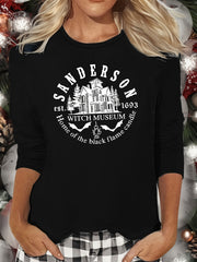 Halloween Letter Print Lounge Top Crew Neck Women's Loungewear
