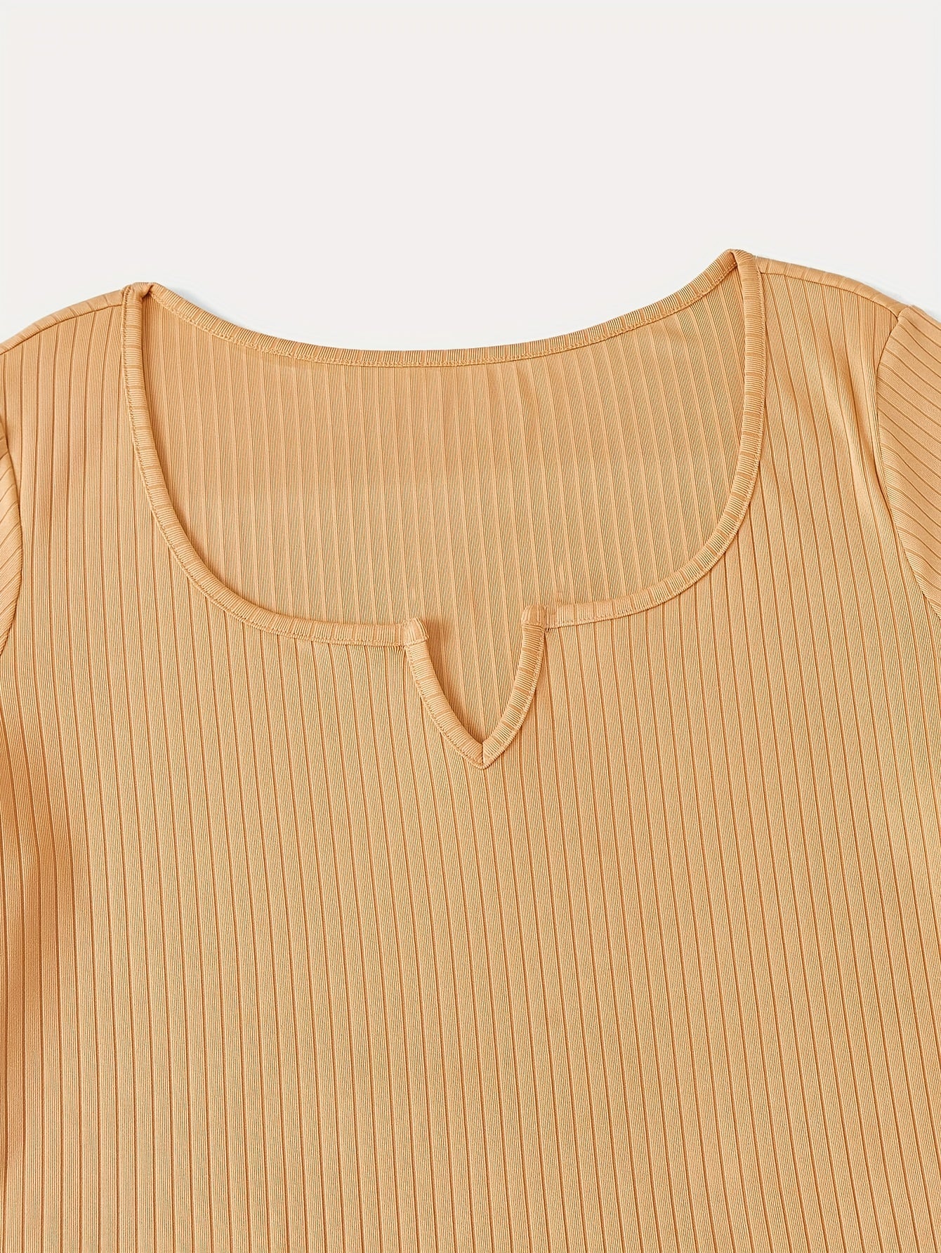 Ribbed Notched Neck Short Sleeve Mini Dress