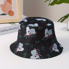 Koala Print Reversible Bucket Hat Cartoon Lightweight Basin Hat