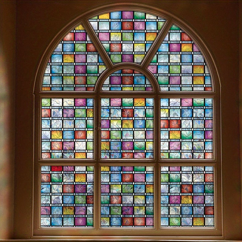 Colorful Mosaic Glass Window Sticker Privacy Protection Sunscreen UV Protection