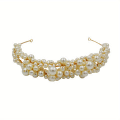 Vintage Beaded Headband for Wedding, Faux Pearl Head Jewelry