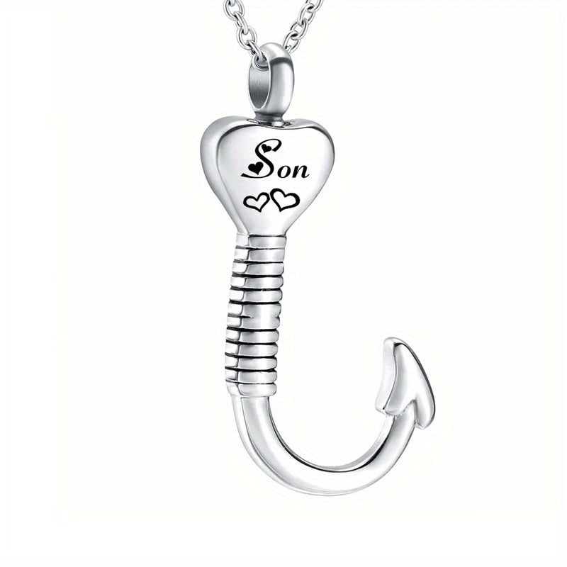 Waterproof Heart Fish Hook Cremation Jewelry Ashes Urn Necklace