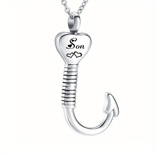 Waterproof Heart Fish Hook Cremation Jewelry Ashes Urn Necklace