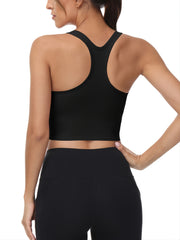 Women's Solid Racer Back Yoga Sports Bra