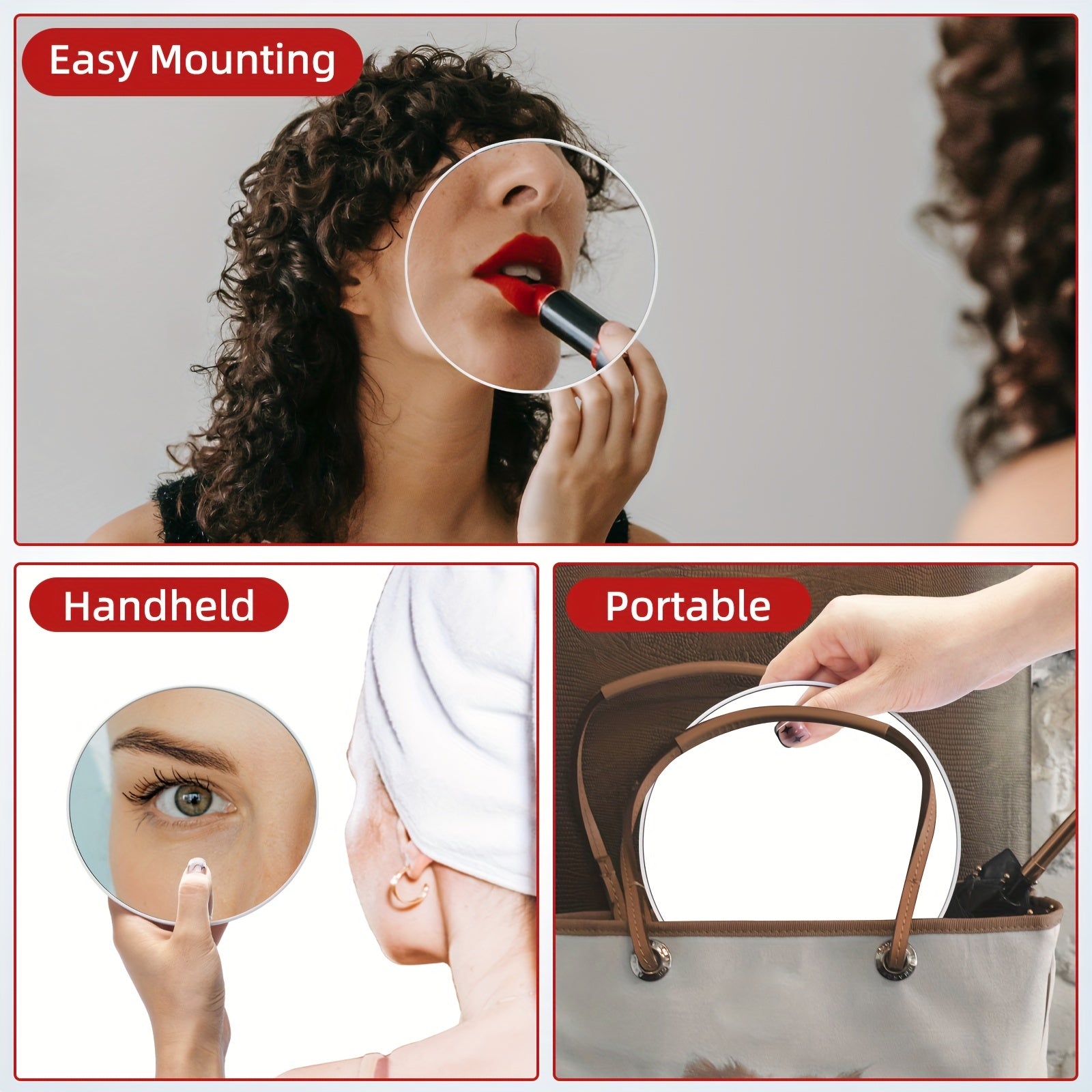 20X Magnifying Mirror with Three Suction Cups for Easy Mounting