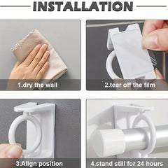 2pcs Punch Curtain Rod Holder Self Adhesive Clothes Rail Bracket
