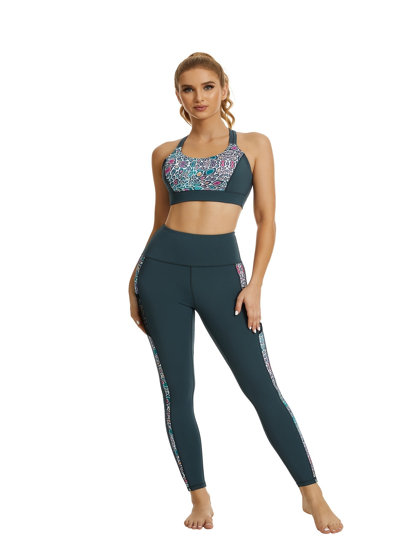 Leopard Print Yoga Leggings with Mesh Pockets Tummy Control
