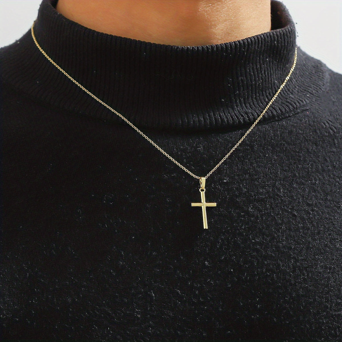 European/American Style Men's Cross Pendant Necklace - Initial Gift Decoration